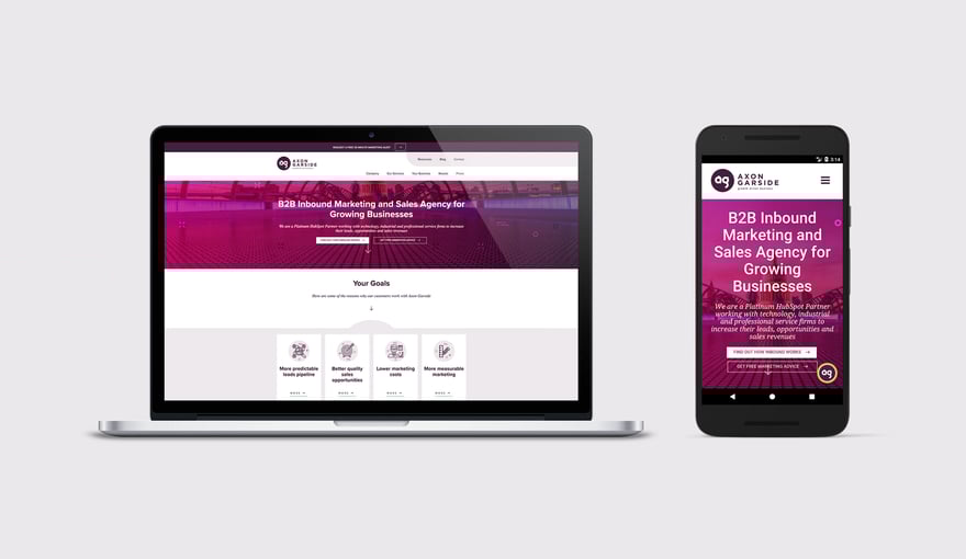 Example of a responsive mobile-optimised website on Axon Garside