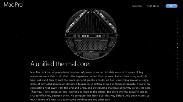 Example of a scroll-triggered animation on Apple's website