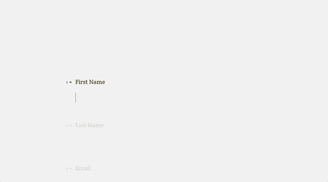 Example of a full screen form on Typeform