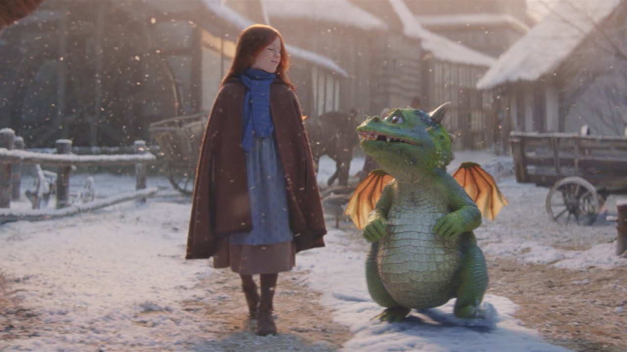 Girl walking with dragon, John Lewis Christmas ad 2019